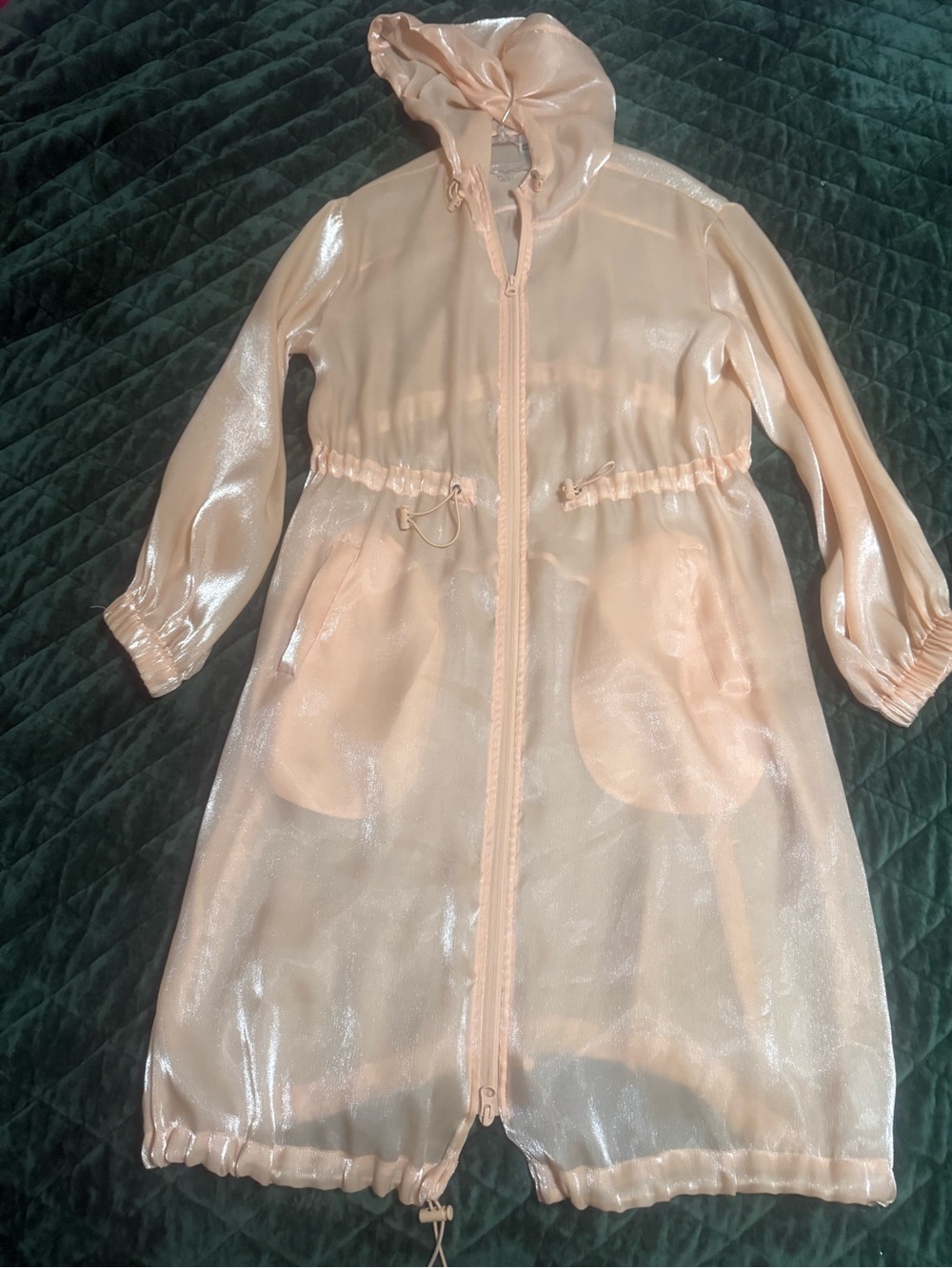 Peach Hooded Sheer Jacket